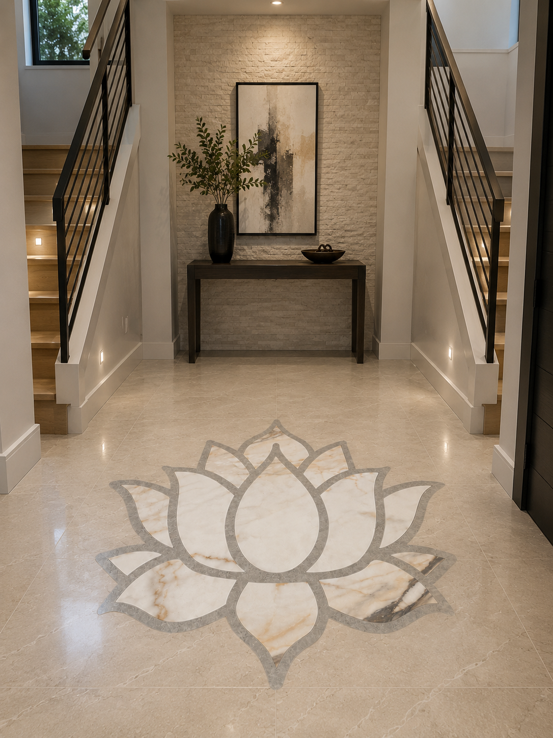 Lotus Porcelain Floor Medallion