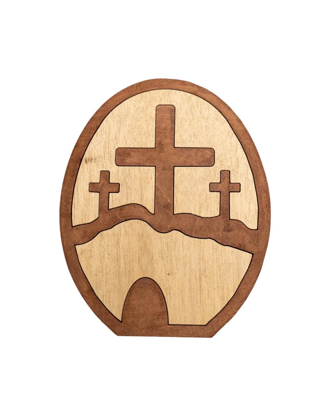 Wood Oval 3 Cross Handmade Decorative Piece