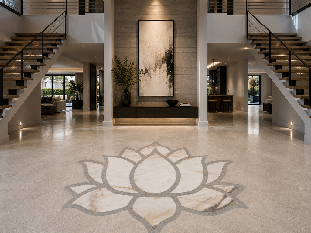 Lotus Porcelain Floor Medallion