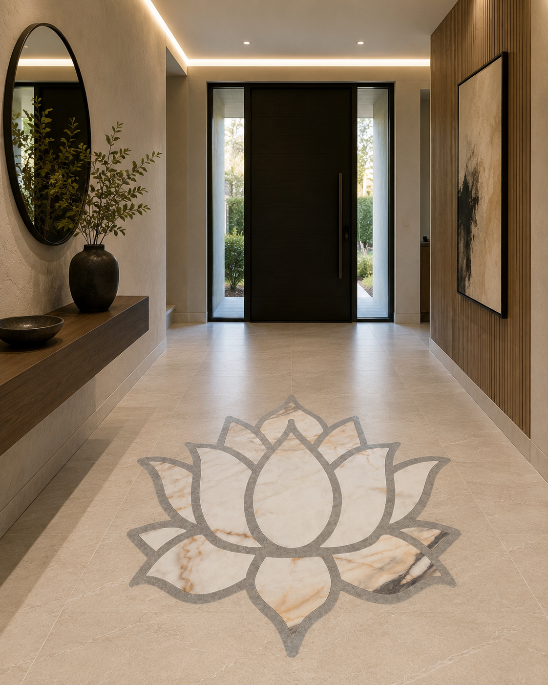Lotus Porcelain Floor Medallion