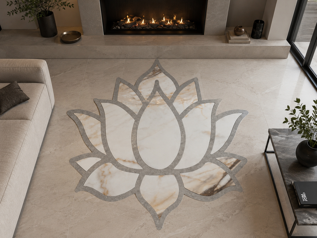 Lotus Porcelain Floor Medallion
